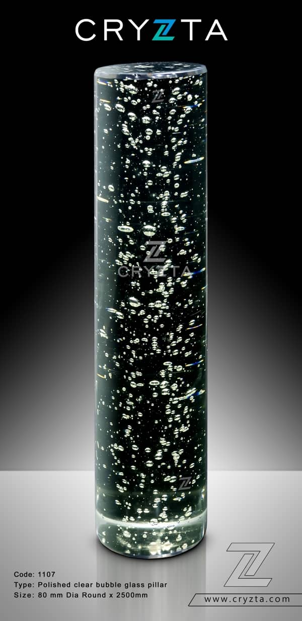 Glass Pillar 80mm Dia Polished Round
