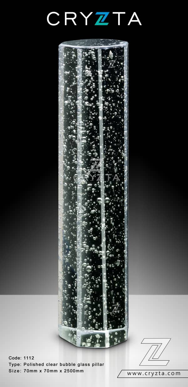 Octagonal Glass Pillar 70mm x 70mm