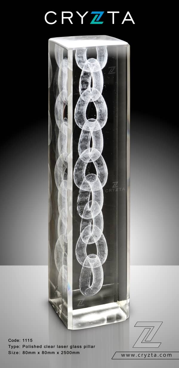 Lazer printed Glass Pillars